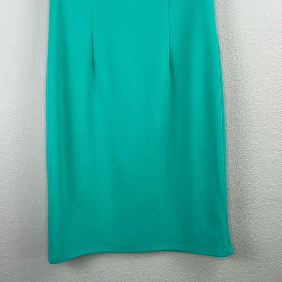 Donna Morgan Teal Green Crepe Strappy Sleeveless Cut Out Sheath Midi Dress 8 NWT - Picture 7 of 13